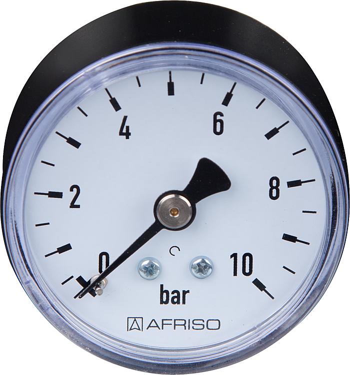 RF-Manometer 50 axial 0-10 bar, Anschluss 1/4" axial (hinten) RF-Manometer 50 axial 0-10 bar, Anschluss 1/4" axial (hinten)