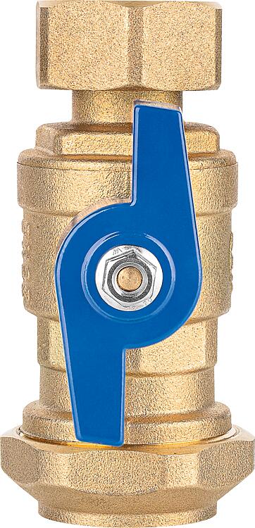 Kugelhahn für Soleverteiler ÜWM DN25(1") x 25mm-Klemmring, blauer Griff Kugelhahn für Soleverteiler ÜWM DN25(1") x 25mm-Klemmring, blauer Griff