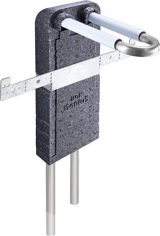 Wandbox aus EPP mit Rohrbogeneinheit aus Edelstahl-Rohr 15x1,0 in L-Form inkl. I
