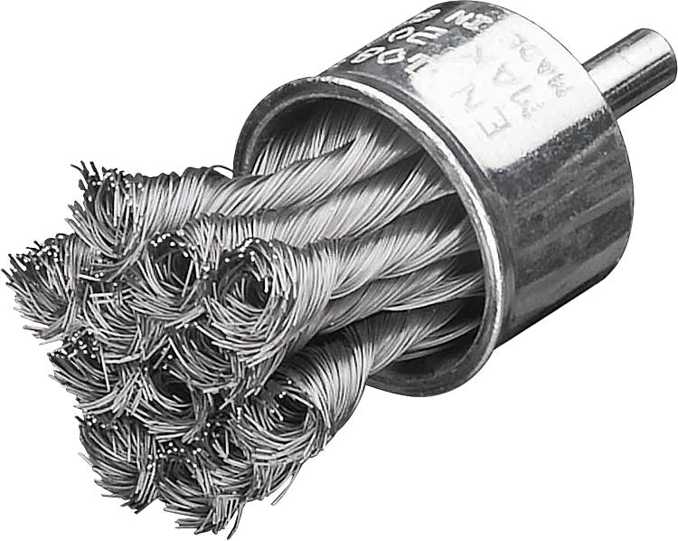 Zopf-Pinselbürsten Edelstahldraht 0,25mm Ø29mm mit 6mm Schaft Zopf-Pinselbürsten Edelstahldraht 0,25mm Ø29mm mit 6mm Schaft