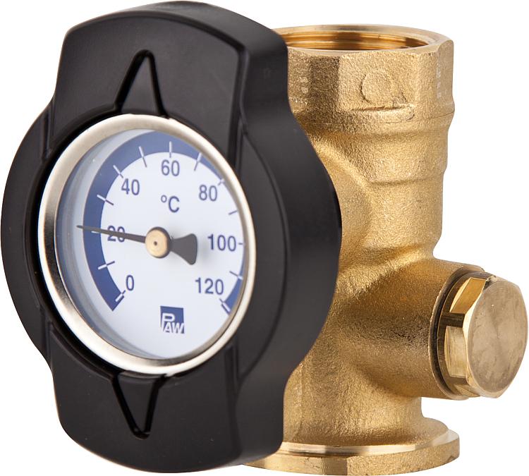 Thermometerkugelhahn TK mit Zeigerthermometer blau 1 Flansch 1 IG Thermometerkugelhahn TK mit Zeigerthermometer blau 1 Flansch 1 IG