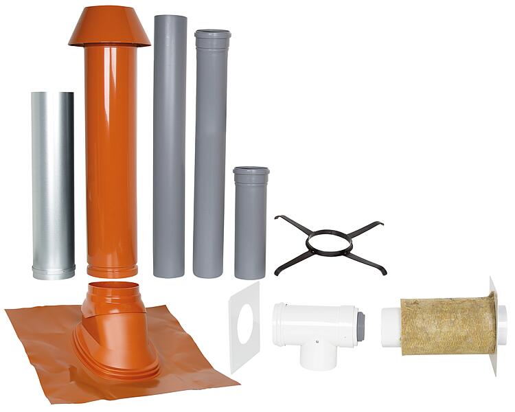 Grundpaket Unifix 165, Schrägdach, 5° - 25°, DN 110/150 rot,1,0m Grundpaket Unifix 165, Schrägdach, 5° - 25°, DN 110/150 rot,1,0m