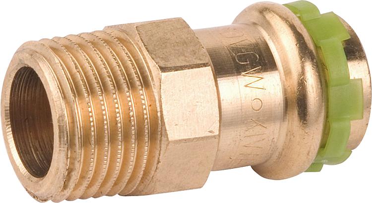 Rotguß Pressfitting V-Kontur Übergangsnippel mit AG 18x1/2 P 4243 G Rotguß Pressfitting V-Kontur Übergangsnippel mit AG 18x1/2 P 4243 G