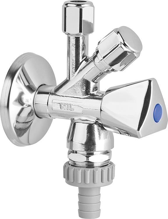 Kombi-Eckventil Nil, 1/2"x3/4"x3/8",Rückflussver- hinderer,Rohrbelüfter,verchrom Kombi-Eckventil Nil, 1/2"x3/4"x3/8",Rückflussver- hinderer,Rohrbelüfter,verchrom