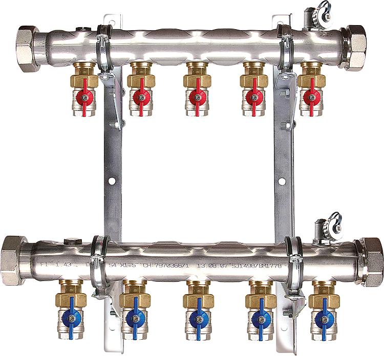 Soleverteiler 2" für 10 Solekreise Baulänge 840 mm Soleverteiler 2" für 10 Solekreise Baulänge 840 mm