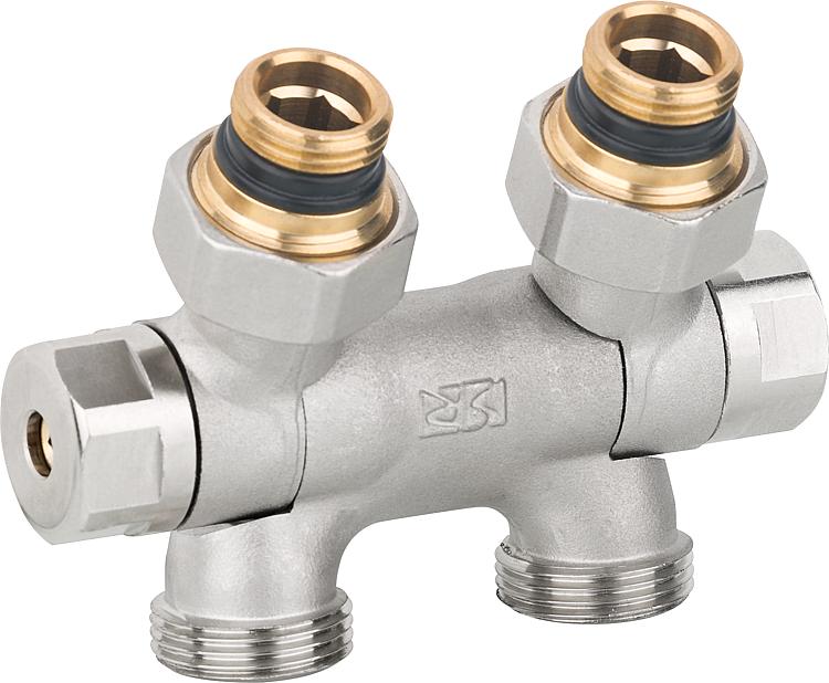 Absperr-Hahnblock Flex DN15(1/2")xDN20(3/4") Eurokonus für Ein-und Zweirohrbetri Absperr-Hahnblock Flex DN15(1/2")xDN20(3/4") Eurokonus für Ein-und Zweirohrbetri