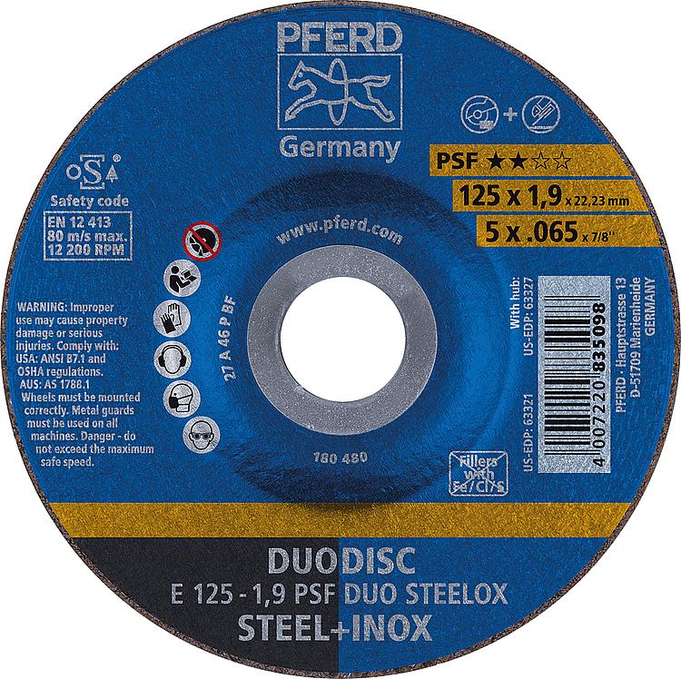 Trenn- und Schruppscheibe PFERD Ø 125 x 1,9 x 22,23mm gewölbt, für Stahl, Edelstahl Trenn- und Schruppscheibe PFERD Ø 125 x 1,9 x 22,23mm gewölbt, für Stahl, Edelstahl