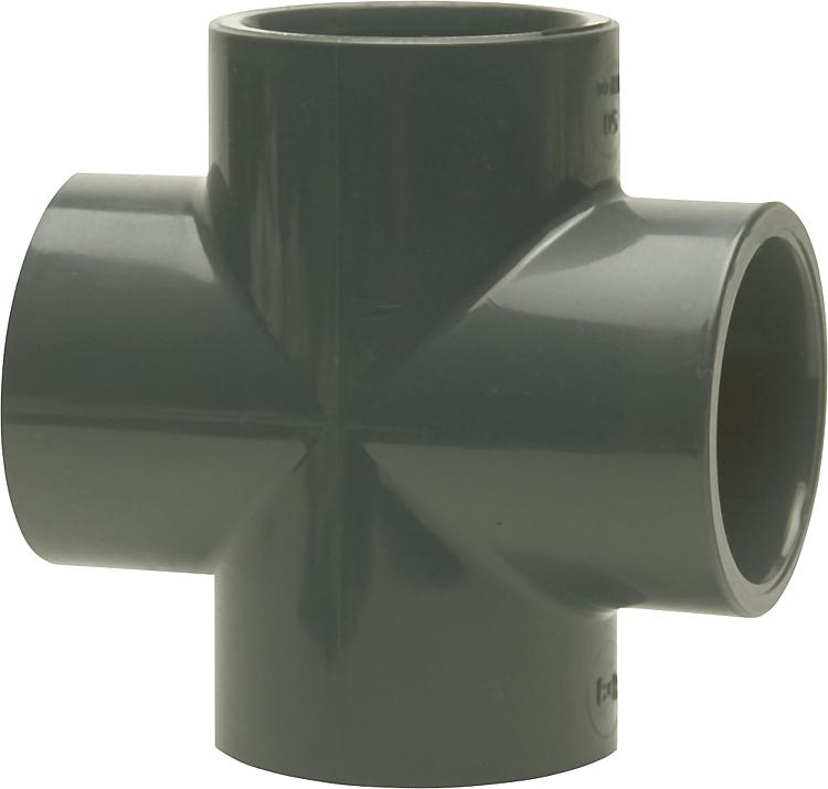 PVC-U - Klebemuffe, Kreuzstück, 50 mm, allseitig Klebemuffe PVC-U - Klebemuffe, Kreuzstück, 50 mm, allseitig Klebemuffe