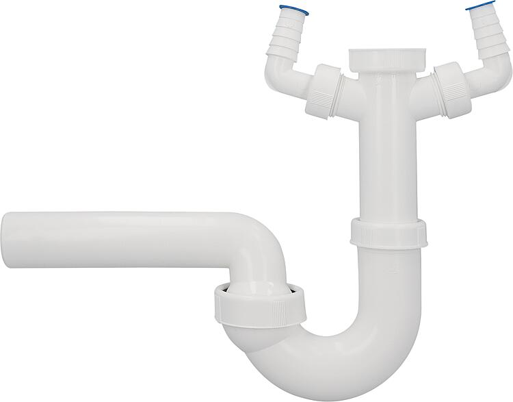 Spülen-Röhrensiphon Dallmer Typ 100/2, DN40 (1 1/2") x DN40, Kunststoff weiß