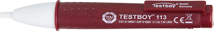 Testboy 113 berührungsloser Netzspannungs-Detektor 12V-1000V AC mit LED-Taschenl Testboy 113 berührungsloser Netzspannungs-Detektor 12V-1000V AC mit LED-Taschenl