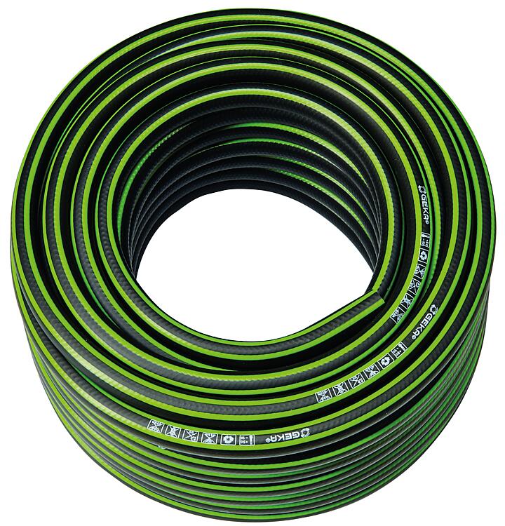 Wasserschlauch-Geka "100"1/2"-13mm, 50m PVC 3-lagig schw.-grün Wasserschlauch-Geka "100"1/2"-13mm, 50m PVC 3-lagig schw.-grün
