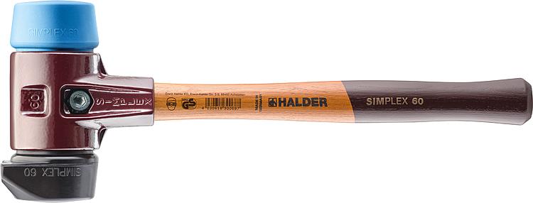 SIMPLEX-Schonhammer Halder mit TE-Gehäuse und Holzstiel, Gummikomposition mit Standfuß/TPE-soft, Ø 60 mm SIMPLEX-Schonhammer Halder mit TE-Gehäuse und Holzstiel, Gummikomposition mit Standfuß/TPE-soft, Ø 60 mm