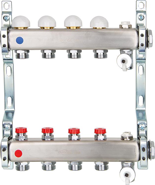 Heizkreisverteiler Edelstahl integrierte Ventile DN25(1") mit 10 Heizkreisen Heizkreisverteiler Edelstahl integrierte Ventile DN25(1") mit 10 Heizkreisen