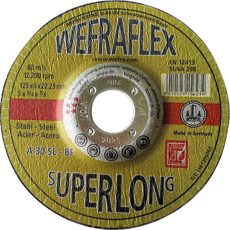 Schruppscheibe Super-Long für Stahl 125 x 6 x 22 mm Schruppscheibe Super-Long für Stahl 125 x 6 x 22 mm