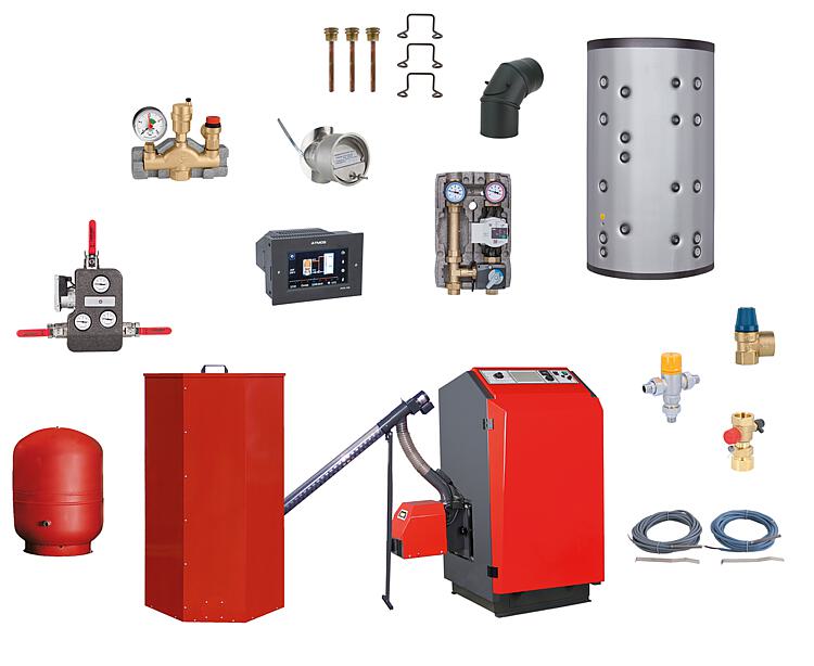 Pelletkessel Komplett-Set Atmos P21 Kombispeicher und Zubehör Pelletkessel Komplett-Set Atmos P21 Kombispeicher und Zubehör