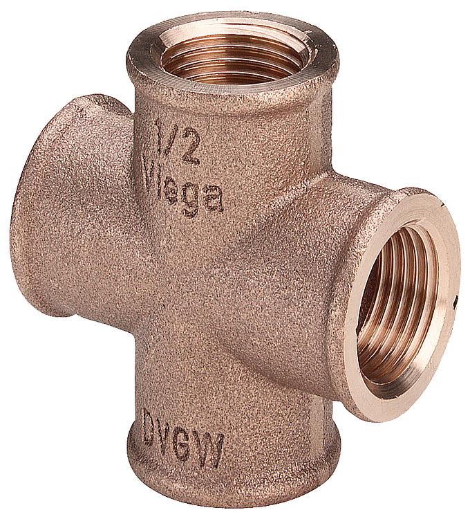 Rotguss-Gewindefitting Kreuzstück Typ 3180, 1/2" (I/I) Rotguss-Gewindefitting Kreuzstück Typ 3180, 1/2" (I/I)