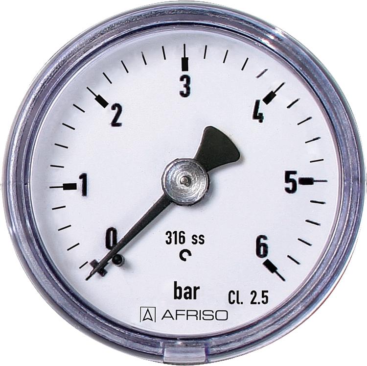 Manometer Edelstahl 0-10 bar 40mm, axial 1/8" Manometer Edelstahl 0-10 bar 40mm, axial 1/8"