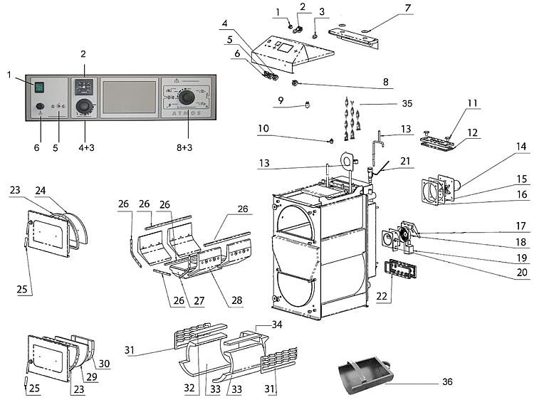 Atmos Aschekasten schmal für 530er Brennkammer Atmos Aschekasten schmal für 530er Brennkammer