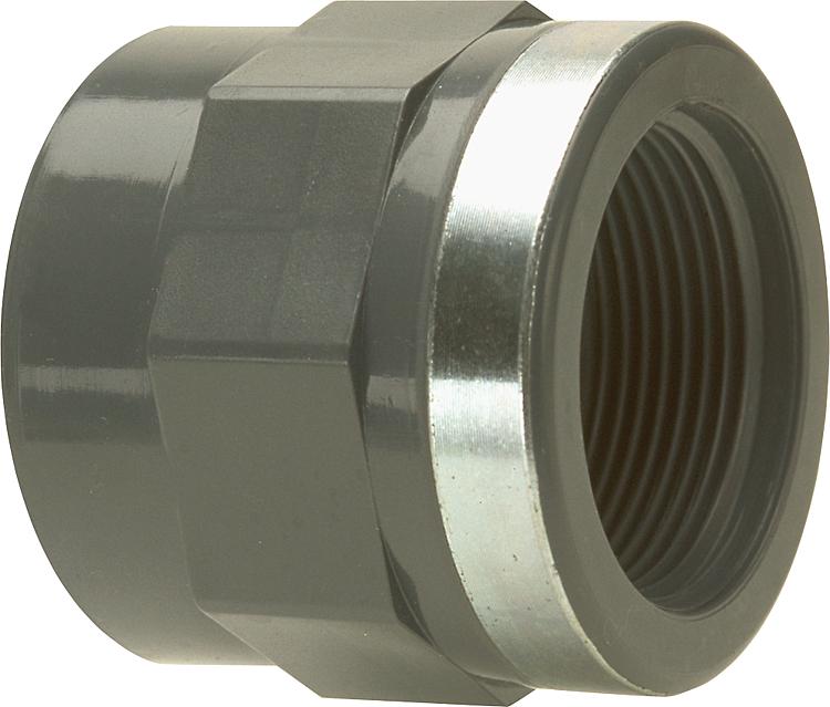 PVC-U - Klebefitting Übergangs-Gewindemuffe, 16 mm x 3/8", IG PVC-U - Klebefitting Übergangs-Gewindemuffe, 16 mm x 3/8", IG