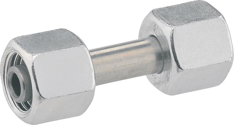Verbindungsstück bds. RST 8mm mit ÜM und Schneidring