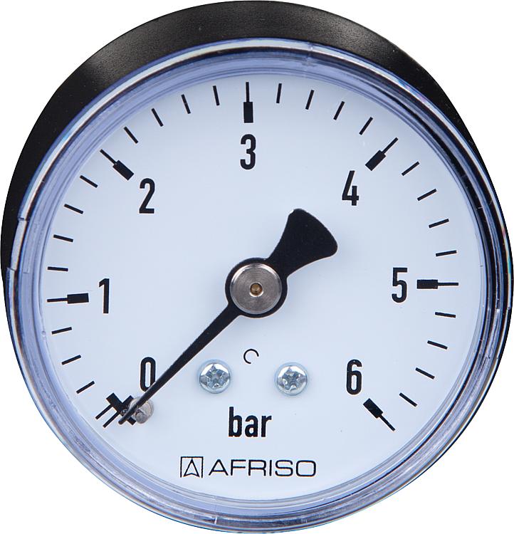 RF-Manometer 50 axial 0-6 bar, Anschluss 1/4" axial (hinten) RF-Manometer 50 axial 0-6 bar, Anschluss 1/4" axial (hinten)