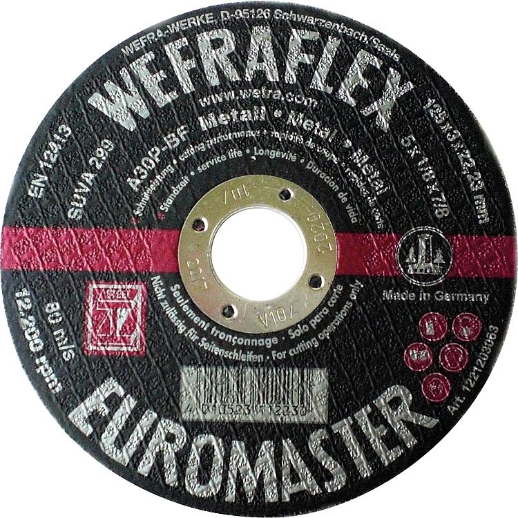 Trennscheibe Euromaster gerade für Metall 125 x 3 x 22 mm Trennscheibe Euromaster gerade für Metall 125 x 3 x 22 mm