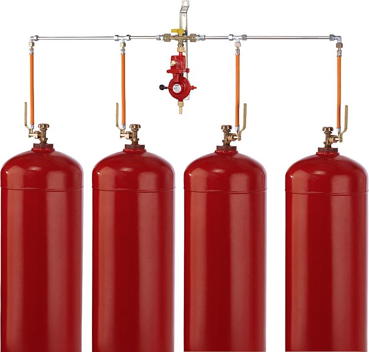 Vierflaschenanlage Doppel-Umschaltventil 4kg/h 50mbar für Flaschen 33kg