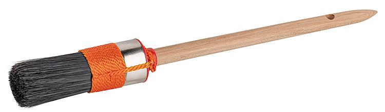 Rundpinsel Gr. 8 schwarz, Buchenstiel, Nickelfassung, Fadenvorband