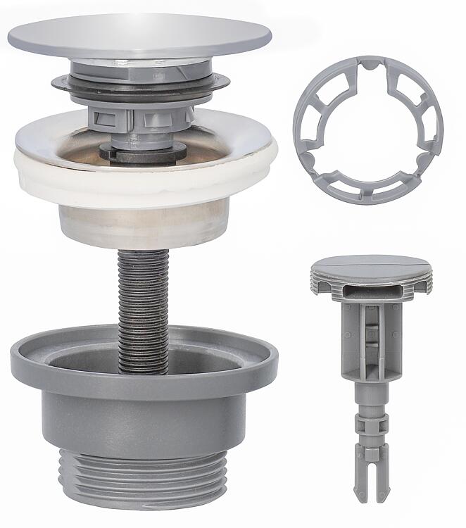 Schaftventil Klicker Abdeckplatte V2A verchomt Ø63mm DN32 (1 1/4") mit Kunststoffunterteil
