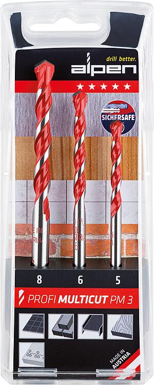 Mehrzweckbohrer-Set Alpen, 3-teilig, Ø 5/6/8