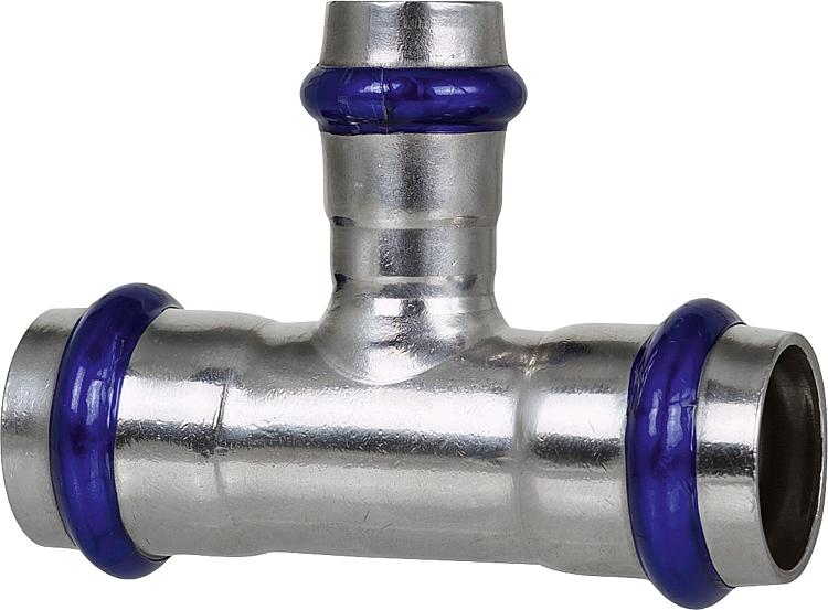 Edelstahl Pressfitting T-Stück reduziert 18x15x18mm V-Kontur 