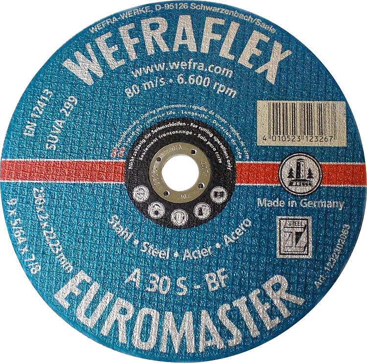 Trennscheibe Euromaster blau gerade für Stahl 230 x 3 x 22 mm  (W18) Trennscheibe Euromaster blau gerade für Stahl 230 x 3 x 22 mm  (W18)