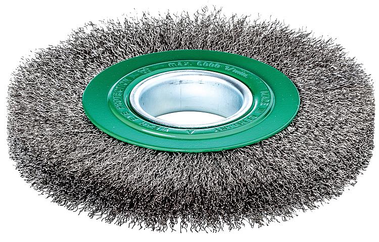 Rundbürste Edelstahldraht gewellt 0,30mm Ø 200mm Loch-Ø 50mm