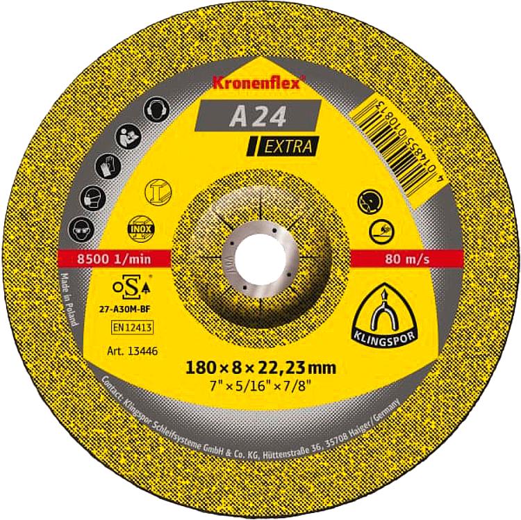 Schruppscheibe KLINGSPOR A 24 EXTRA 125 x 6,0 x 22,23 mm, gekröpft Schruppscheibe KLINGSPOR A 24 EXTRA 125 x 6,0 x 22,23 mm, gekröpft