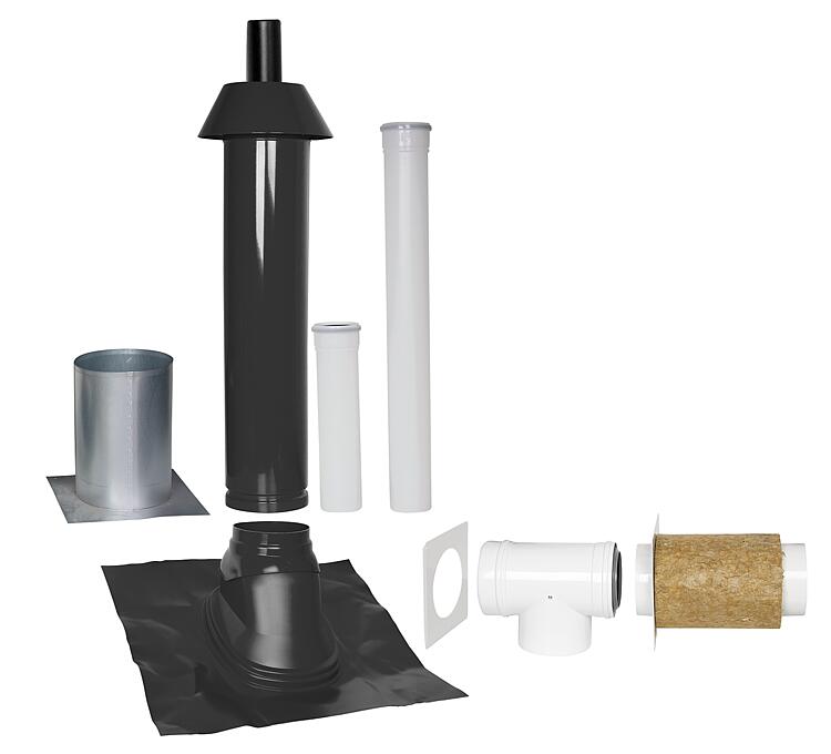 Grundpaket Unifix 165, Schrägdach, 25° - 45°, DN 80/125 schwarz,1,0m Grundpaket Unifix 165, Schrägdach, 25° - 45°, DN 80/125 schwarz,1,0m