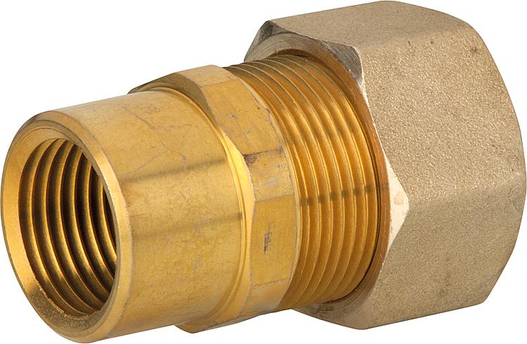 Verschraubung für Spiralrohr DN32x11/4"IG, Messing, mit Graphitdichtung Verschraubung für Spiralrohr DN32x11/4"IG, Messing, mit Graphitdichtung
