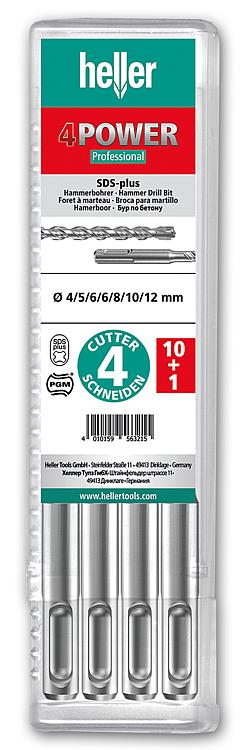 Hammerbohrerset HELLER® 4Power mit SDS-Plus Aufnahme Ø 6,0 x 160/100 mm VPE 11 Stück