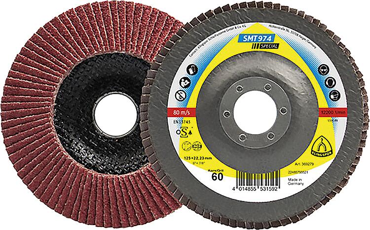 Lamellenschleifteller KLINGSPOR K60 125x22,23 gewölbt, Keramischer Korund