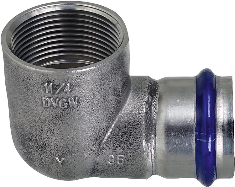 Edelstahl Übergangswinkel 90° mit IG 15mm x 1/2" (DN15) V-Kontur Edelstahl Übergangswinkel 90° mit IG 15mm x 1/2" (DN15) V-Kontur