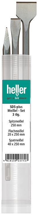 Meißelset HELLER® 3-tlg mit SDS-Plus Aufnahme Spitz - , Flach - und Spatmeißel