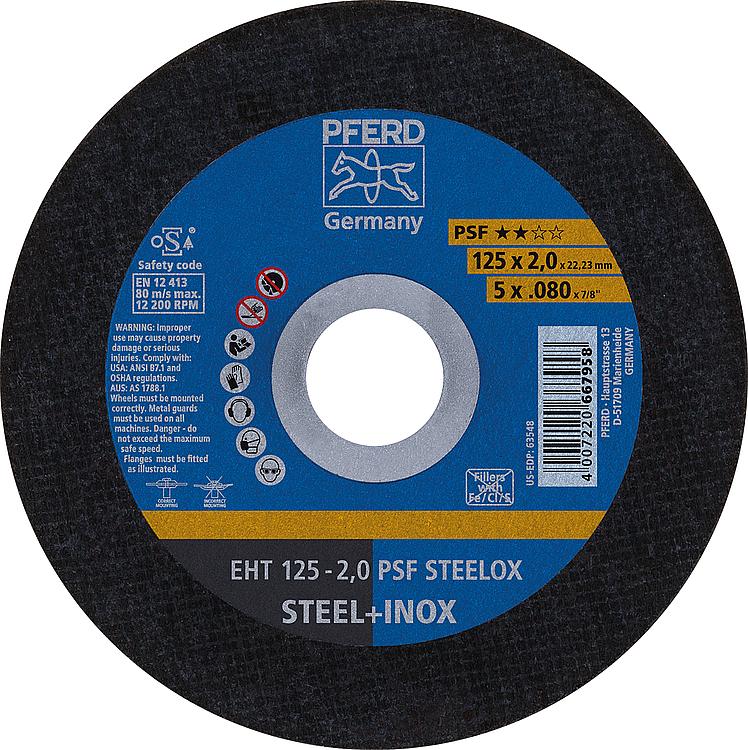 Trennscheibe PFERD Ø 125 x 2,0 x 22,23mm für Stahl, Edelstahl Trennscheibe PFERD Ø 125 x 2,0 x 22,23mm für Stahl, Edelstahl