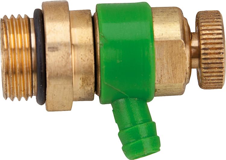 Entleerungsventil mit O-Ring Oberfläche: Messing, Auslaufring: Grün 1831 1/4"