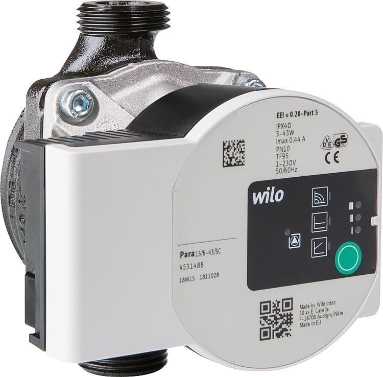 Umwälzpumpe Wilo Para 15/6 SC für Heizkreisset Easyflow DN20(3/4"), Baulänge 130