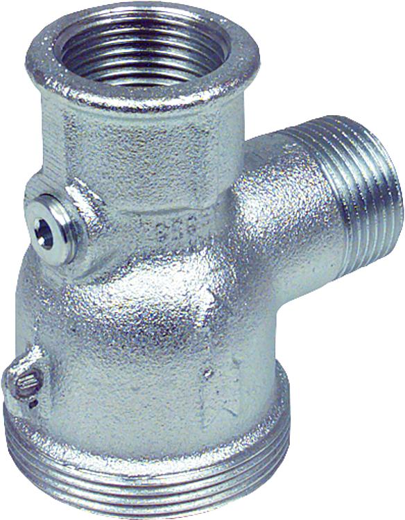 Anschlussstück, Eckform passend für BK 4,BK6 verzinkt m.Prüf- stopfen 1/8'', Durchlass 1 mm