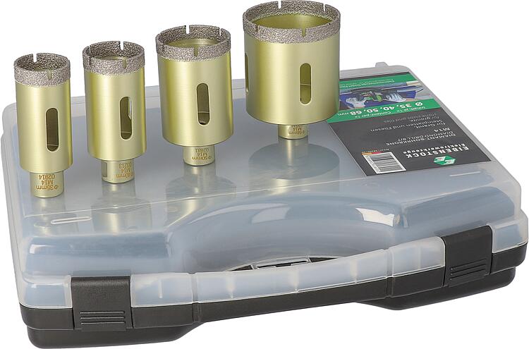 Fliesenbohrkronen-Set EIBENSTOCK 4-teilig, Ø 35,40,50,68mm Länge 35mm für Fliesen-Bohrgerät 80 096 70 Fliesenbohrkronen-Set EIBENSTOCK 4-teilig, Ø 35,40,50,68mm Länge 35mm für Fliesen-Bohrgerät 80 096 70