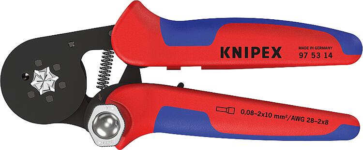 Crimpzange KNIPEX für Aderendhülsen, selbsteinstellend, Seitenführung, 0,08 - 16 mm²