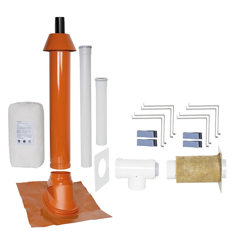 Grundpaket Porifix, Schrägdach 25° - 45°, DN 60/100 rot, 1,0m Grundpaket Porifix, Schrägdach 25° - 45°, DN 60/100 rot, 1,0m