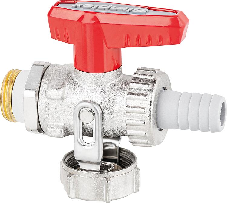 KFE-Kugelhahn 1/2" PN 16 Durchgang mit Schlauchverschraubung KFE-Kugelhahn 1/2" PN 16 Durchgang mit Schlauchverschraubung
