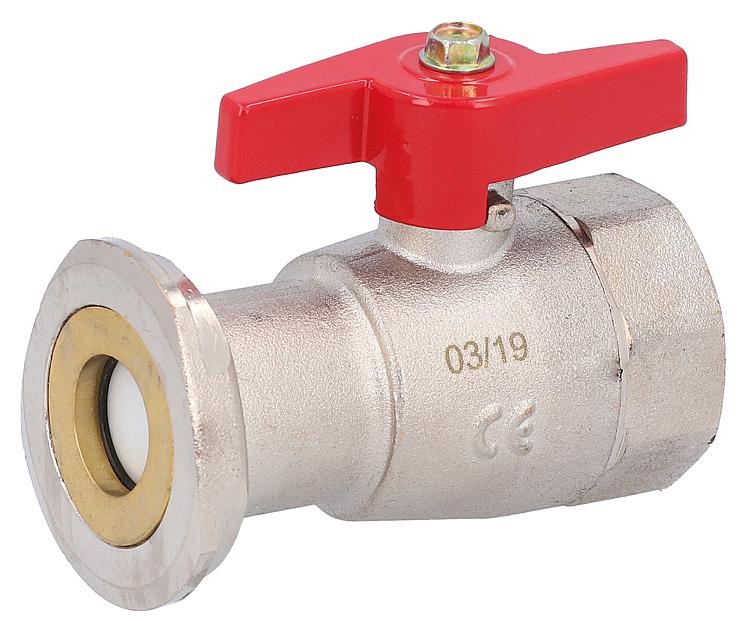 Pumpenflansch Kugelhahn 1" mit Schwerkraftbremse vernickelt PN 16 Pumpenflansch Kugelhahn 1" mit Schwerkraftbremse vernickelt PN 16