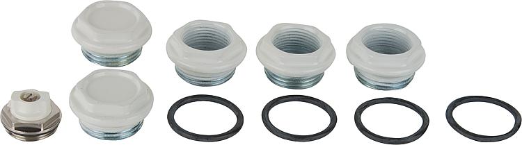 Anschluss-Stopfen-Set Tribeca Röhrenradiator, G1"x3/4",RAL9010 Anschluss-Stopfen-Set Tribeca Röhrenradiator, G1"x3/4",RAL9010